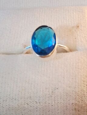 Oval London Blue Topaz Gemstone Ring in Sterling  Setting